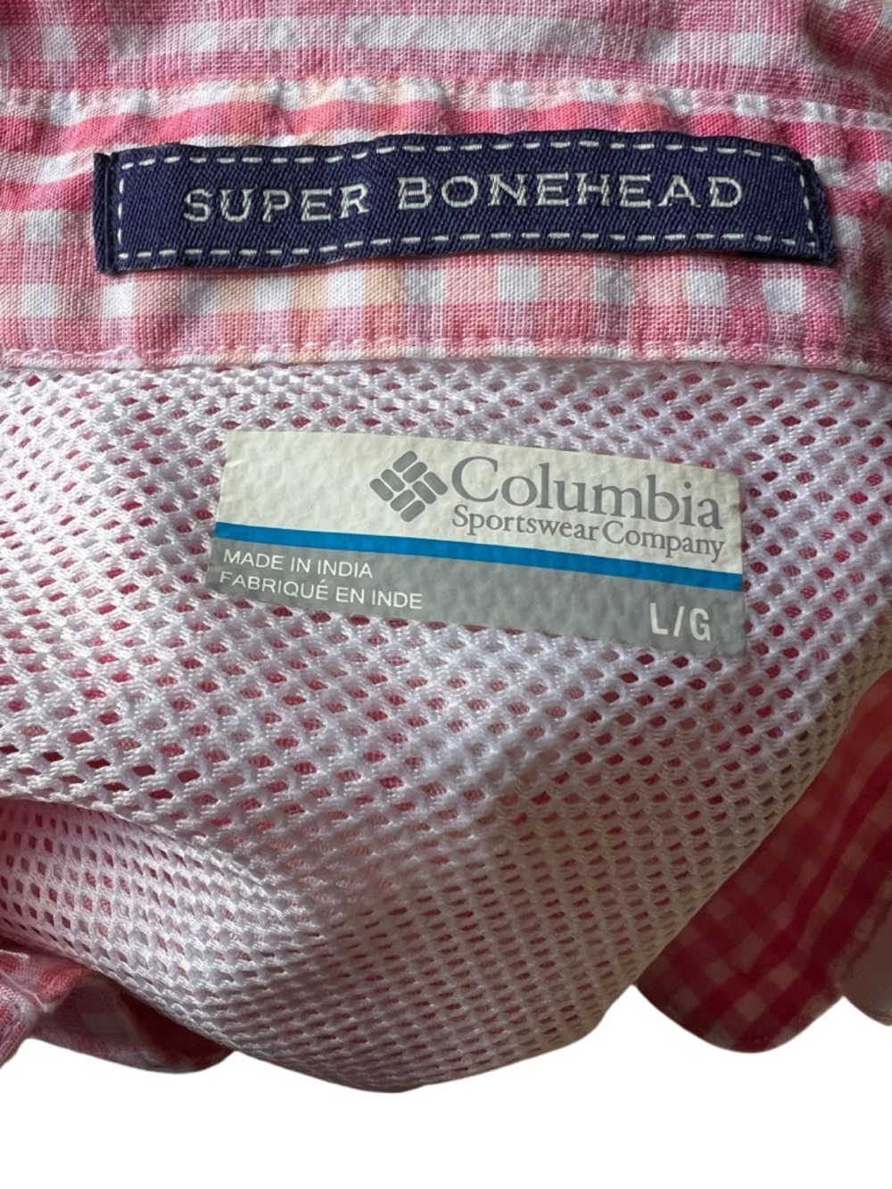 Columbia PFG Super Bonehead Shirt Womens Large Pink Plaid Fishing Button Up - Picture 6 of 8